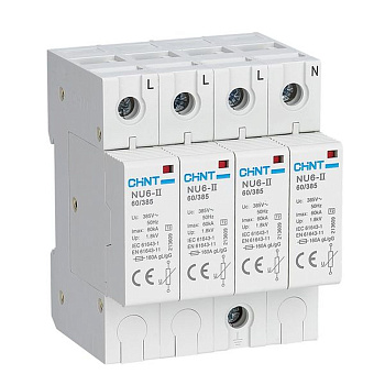 Ограничитель имп. перенапр. NU6-Ⅱ 4Р In=40kA Uc=460B Im=100kA (R)(CHINT)