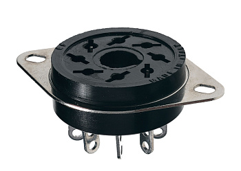 Штепсельный разъем 11-штырьков для реле 60.13, таймера 88.02; под пайку; монтажный фланец