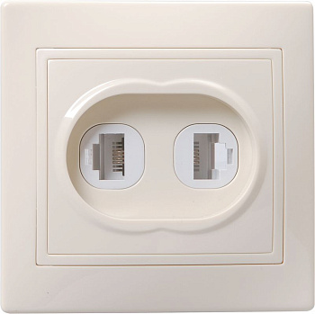РК/Т12-ККм Розетка 2местн. комп. и телеф. КВАРТА (кремовый)