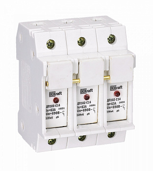 Держатель предохр. C14 со светодиод. индикацией 3P ДП-102