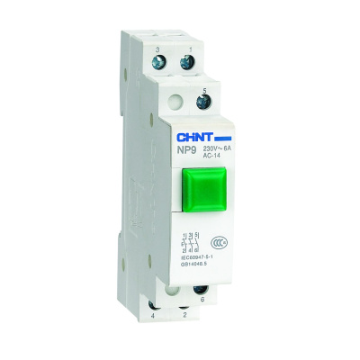 Кнопка модульная NP9-10/1 без подсветки, 1НО, зеленая(R)(CHINT)