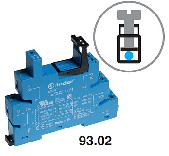 Розетка с винтовыми клеммами (с зажимной клетью) для реле 41 серии; питание 230В АC; в комплекте пластиковая клипса; опции: LED