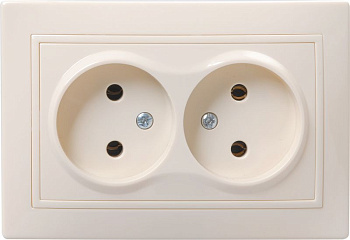 РС12-2-ККм Розетка 2местн. без з/к без защ.штор. 10А КВАРТА (кремовый)